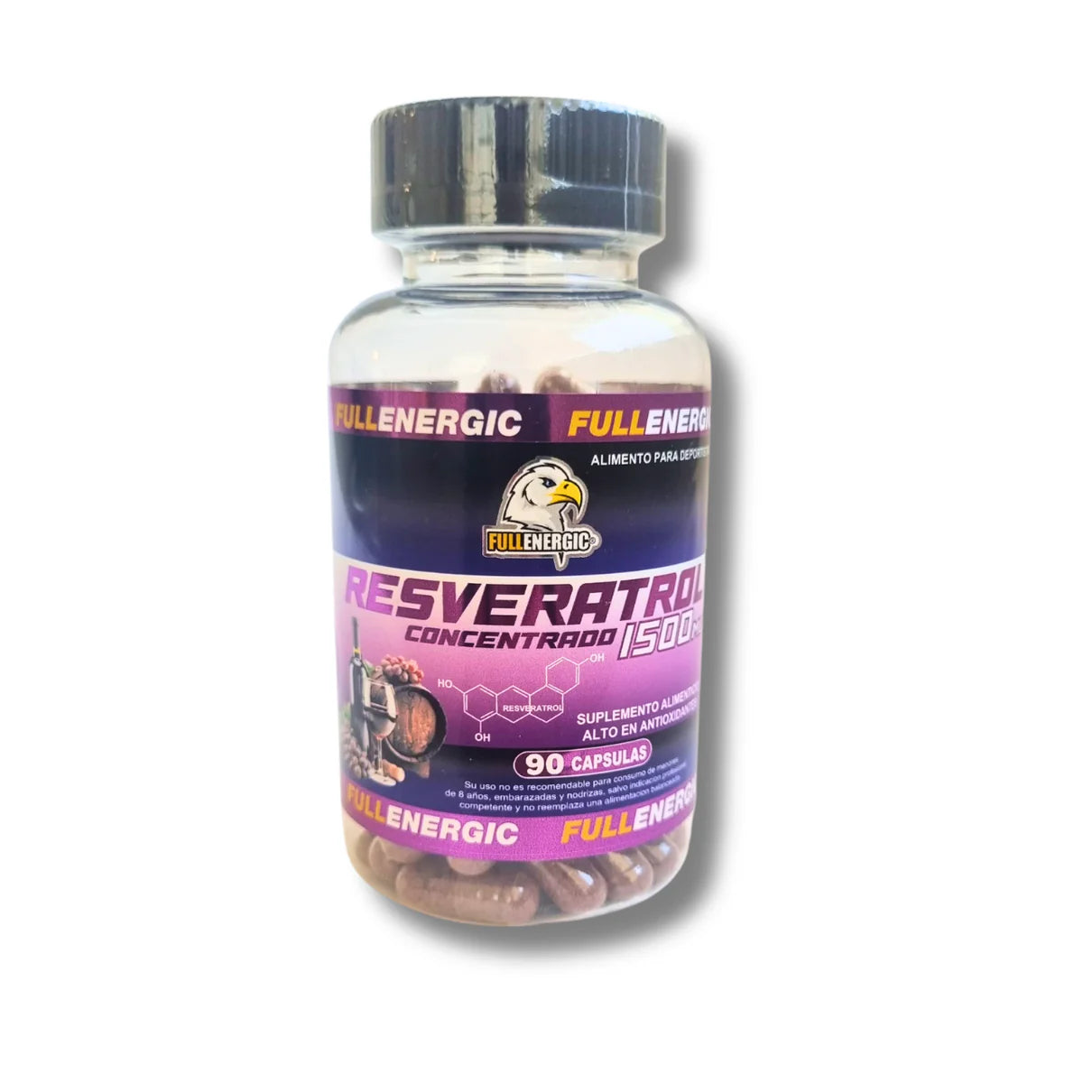 Resveratrol 90 Cápsulas 1500 Mg Alto En Antioxidantes Sabor Neutro